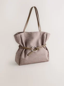 Marron mink - Sac bandoulière ceinturé en feutre