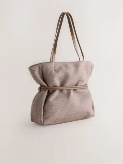 Marron mink - Sac bandoulière ceinturé en feutre