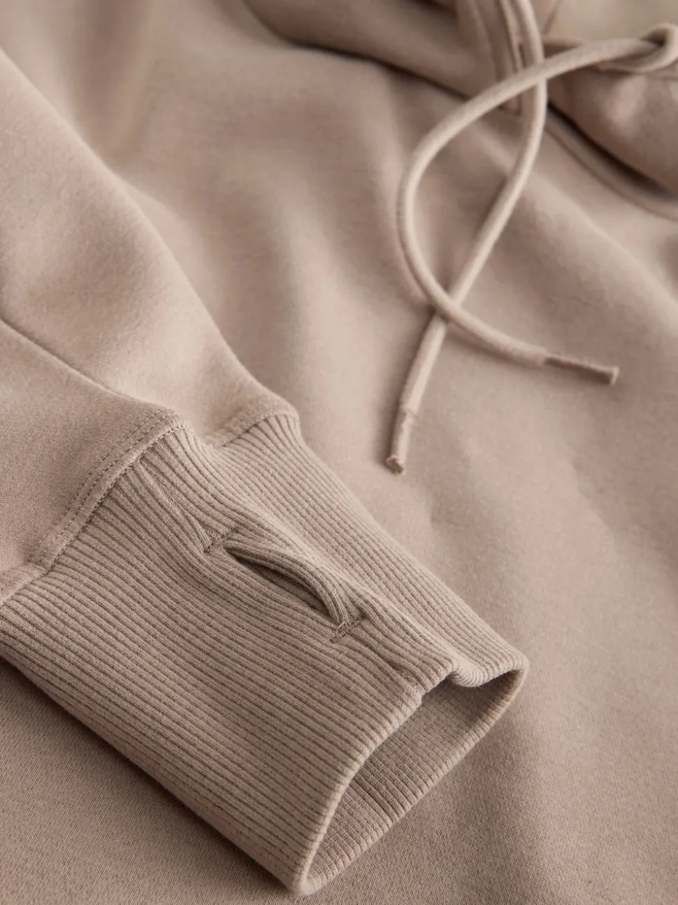 Marron neutre - Sweat-shirt à capuche long actif à coutures apparentes ultra-doux avec poches