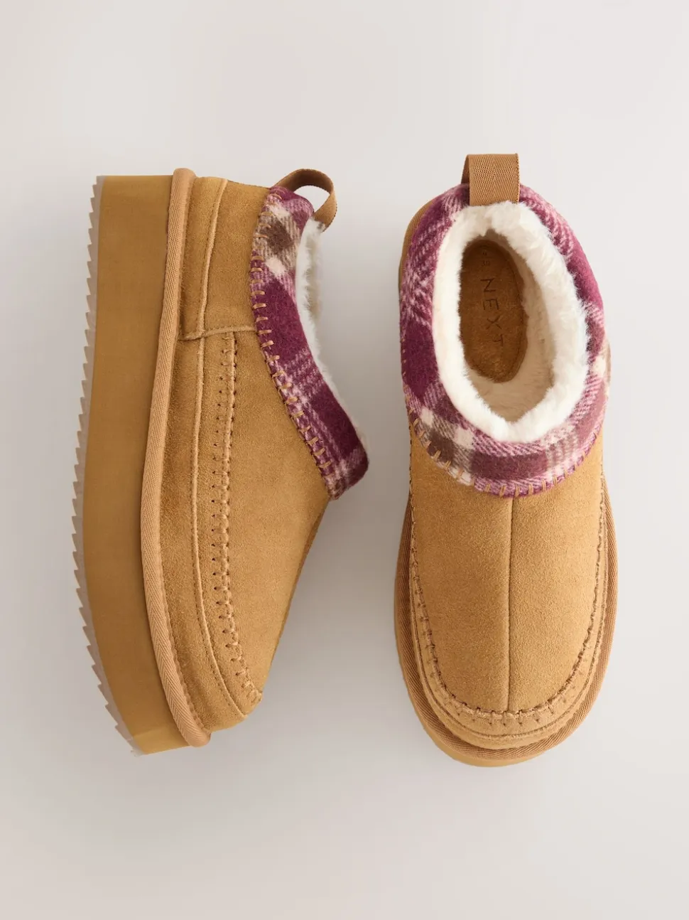 Marron noisette - Chaussures à plateforme confortables doublées de fourrure Forever Comfort® en cuir