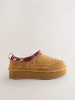 Marron noisette - Chaussures à plateforme confortables doublées de fourrure Forever Comfort® en cuir