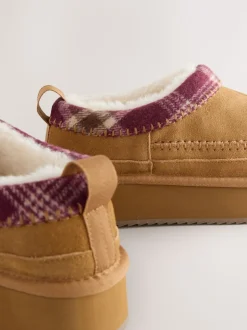 Marron noisette - Chaussures à plateforme confortables doublées de fourrure Forever Comfort® en cuir