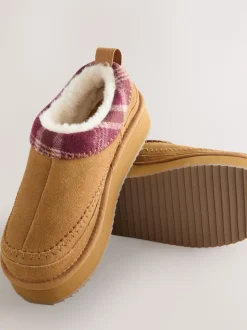 Marron noisette - Chaussures à plateforme confortables doublées de fourrure Forever Comfort® en cuir