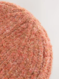 Marron rouille - Bonnet côtelé contenant de la laine
