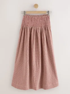 Marron rouille - Jupe longue vichy taille basse