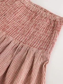 Marron rouille - Jupe longue vichy taille basse