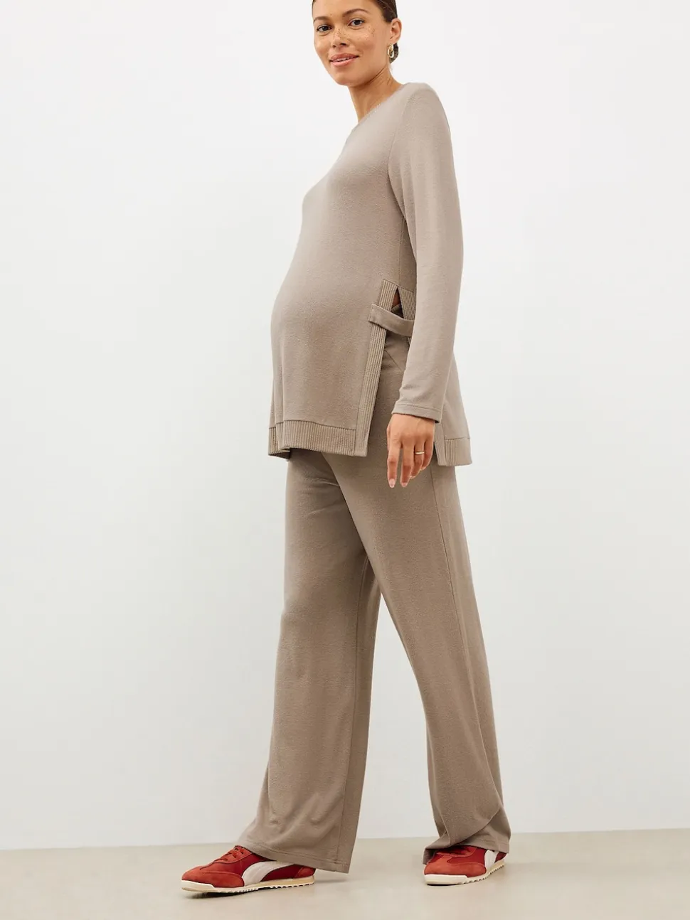 Marron taupe - Ensemble Sweat-shirt et Survêtement coordonné pour l’allaitement et la Grossesse