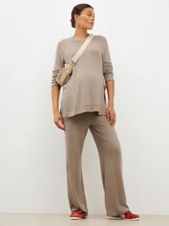 Marron taupe - Ensemble Sweat-shirt et Survêtement coordonné pour l’allaitement et la Grossesse