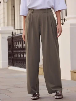 Marron taupe - N. Premium Pantalons Habillés Jambe large en jersey