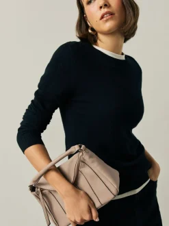 Marron taupe - Sac à bandoulière à empiècement