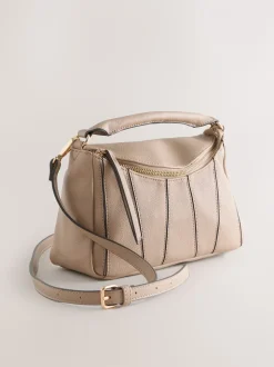 Marron taupe - Sac à bandoulière à empiècement