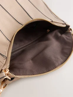 Marron taupe - Sac à bandoulière à empiècement