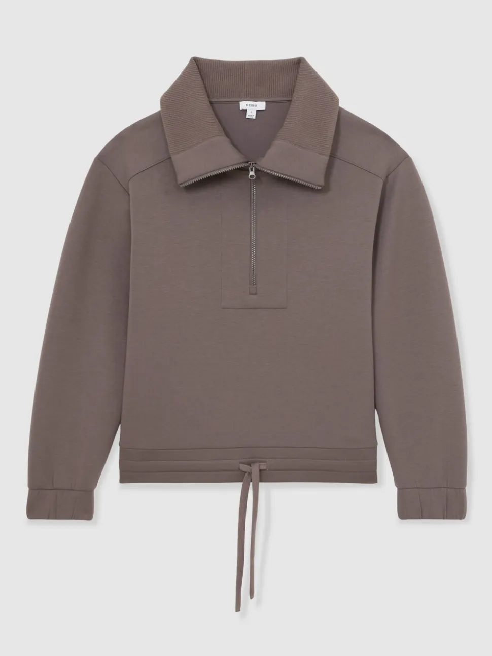 Marron taupe - Sweat-shirt Reiss Laney Premium en interlock à col zippé