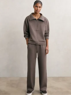 Marron taupe - Sweat-shirt Reiss Laney Premium en interlock à col zippé