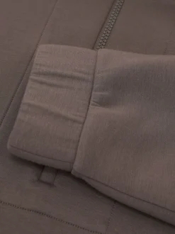 Marron taupe - Sweat-shirt Reiss Laney Premium en interlock à col zippé