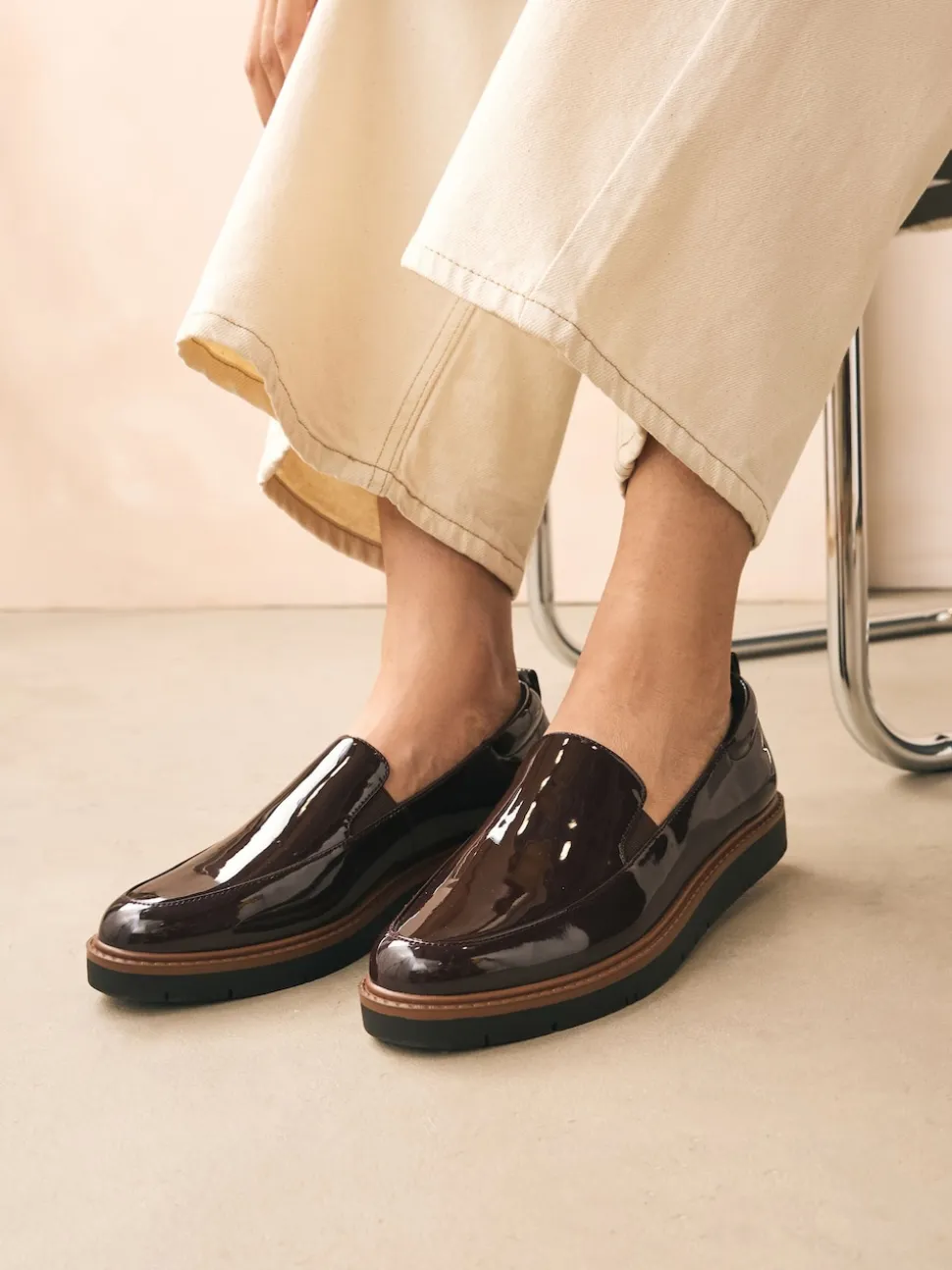 Marron verni - Mocassins Forever Comfort® à enfiler propres à semelle épaisse