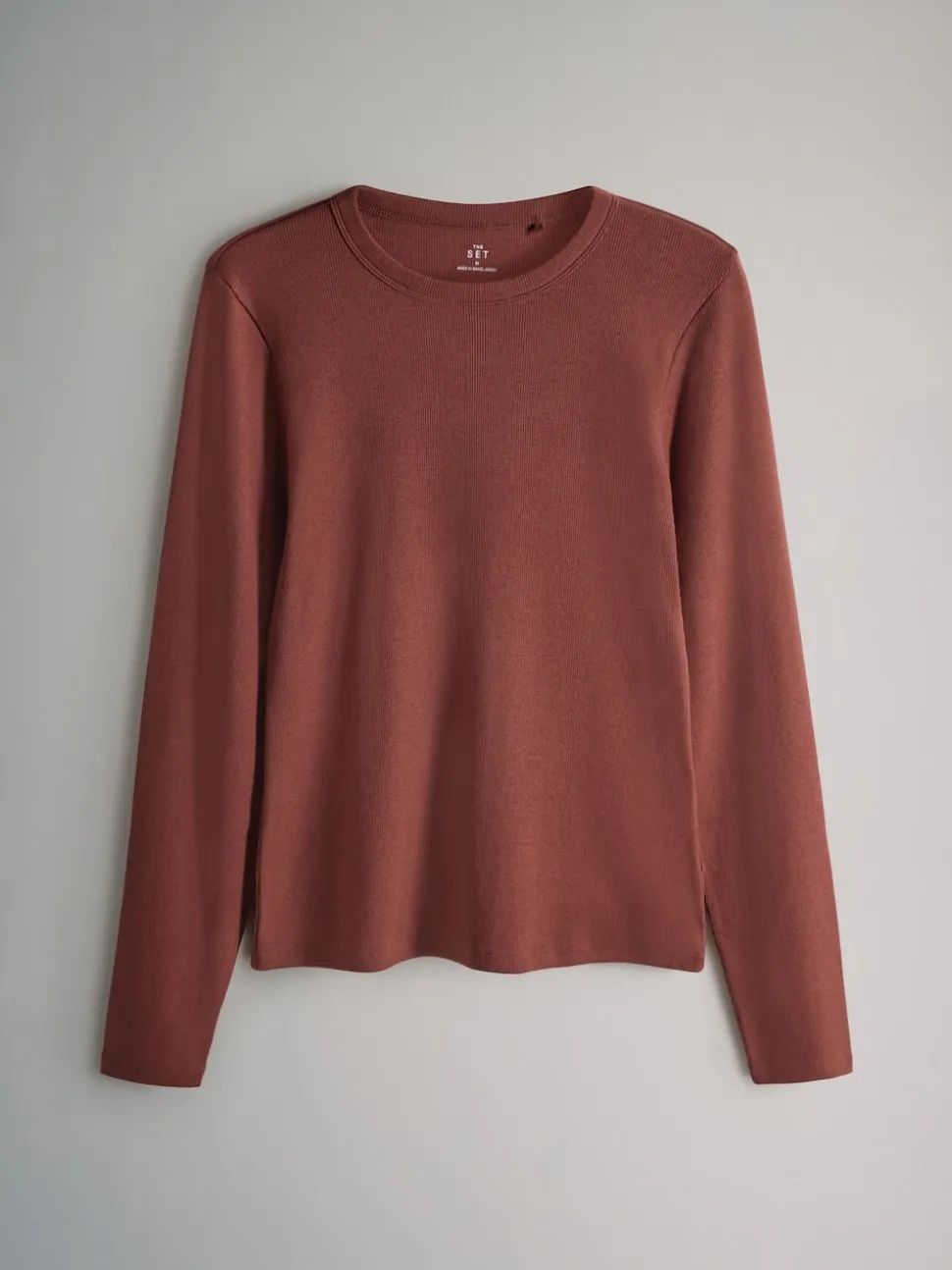 Marron/Rose/Blanc/Rayure - The Set 5 Lot Manches longues côtelées T-shirt