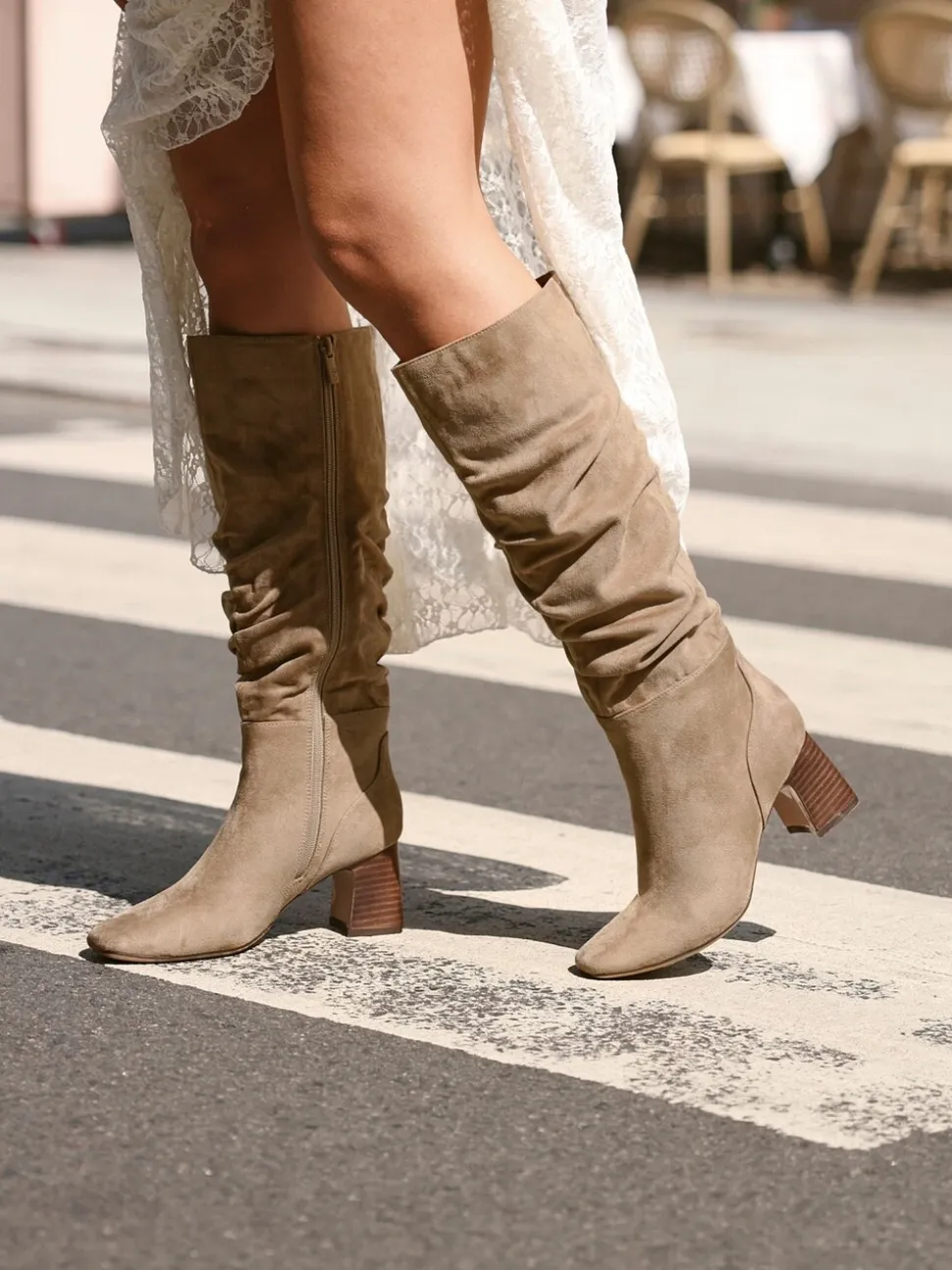 Mocha - Bottes hautes Linzi Alpine froncées
