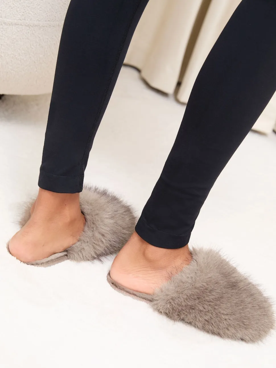 Mocha - Lipsy Chaussons mules en fausse fourrure ultra duveteux à bout fermé pour vêtements de nuit
