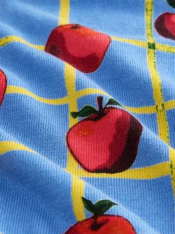 Motif à carreaux Apple bleu - Pull col rond riche en coton au toucher doux