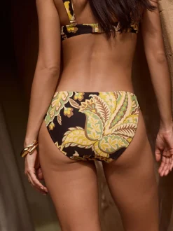 Motif paisley noir/vert - Bas de bikini Imprimé