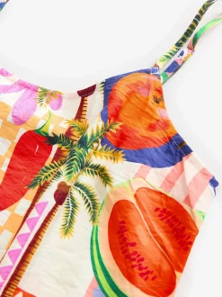 Multicolore à imprimé fruits - Robe d'été mi-longue à enfiler