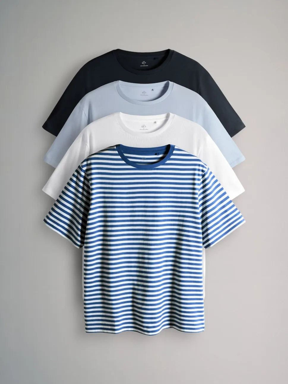 Multicolore - The Set lot de 4 t-shirts décontractés à manches courtes