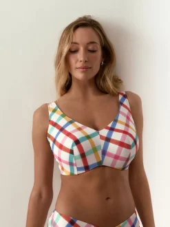 Multicolore/Blanc à Carreaux vifs - F - Haut de bikini K Ultimate Support Raccourci Wired