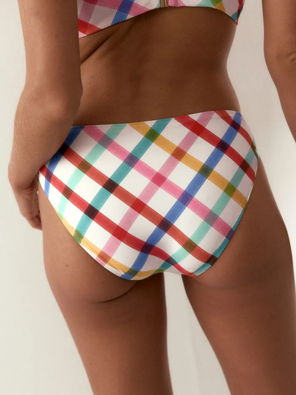 Multicolore/Blanc à Carreaux vifs - Bas de bikini taille haute en V