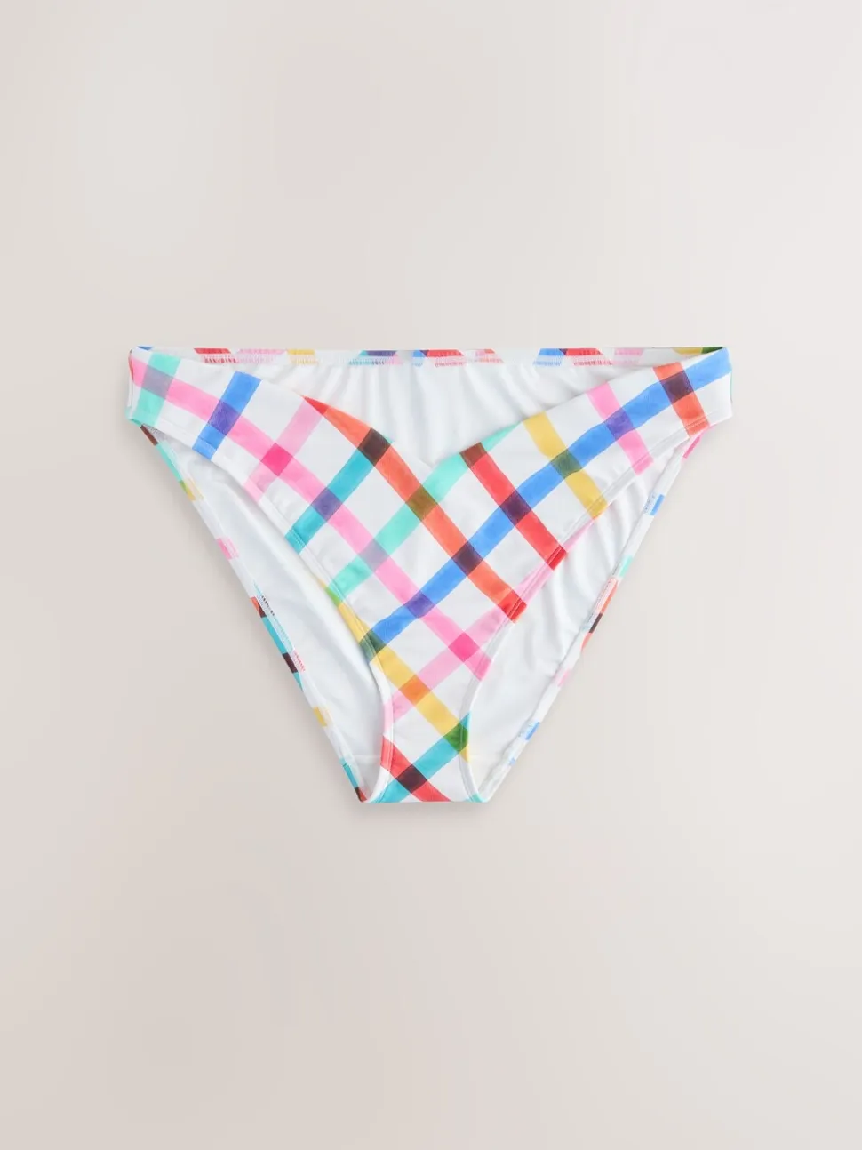 Multicolore/Blanc à Carreaux vifs - Bas de bikini taille haute en V