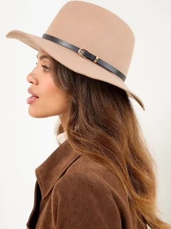 neutre - Chapeau Fedora Lipsy en laine bordé de ceinture