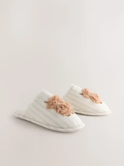 neutre - Chaussons mules en lin Hamish