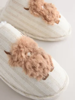 neutre - Chaussons mules en lin Hamish