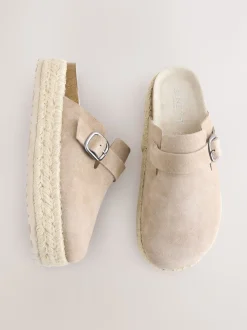 neutre - Espadrilles épaisses en daim à bout rond