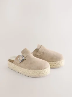 neutre - Espadrilles épaisses en daim à bout rond