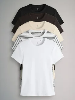 neutre - The Set lot de 5 t-shirts côtelés à manches courtes