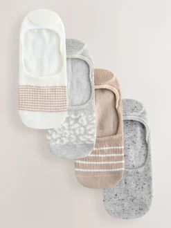 Neutre/gris Imprimé animal et Rayure - Paquet de chaussettes d'entraînement invisibles 4