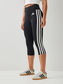 Noir - adidas Optime Essentials Workout 3-Rayures 3/4 Leggings