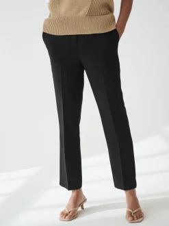 Noir - Ajusté Pantalons droites élastiquées