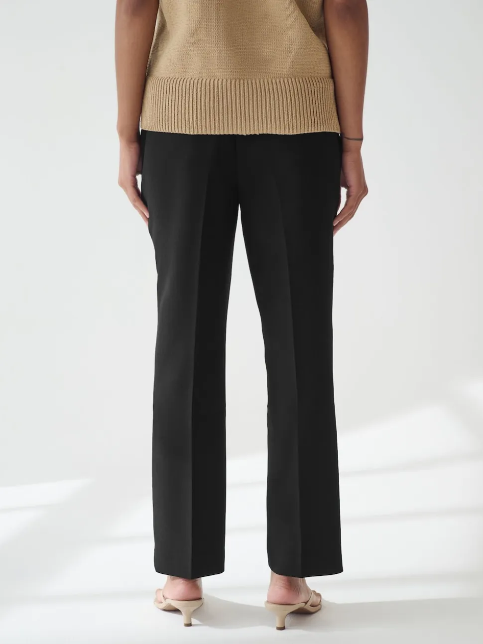 Noir - Ajusté Pantalons droites élastiquées