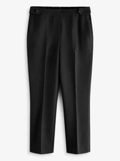 Noir - Ajusté Pantalons droites élastiquées