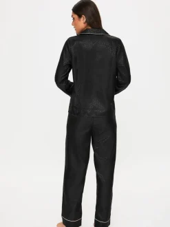 Noir - Ann Summers Pyjamas long en Satin Signature Ensemble