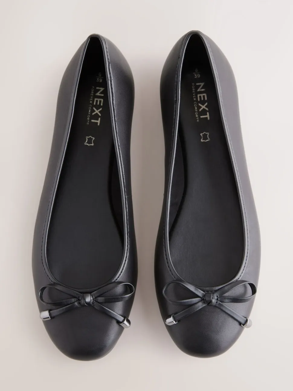 Noir - Ballerines en cuir à bout rond