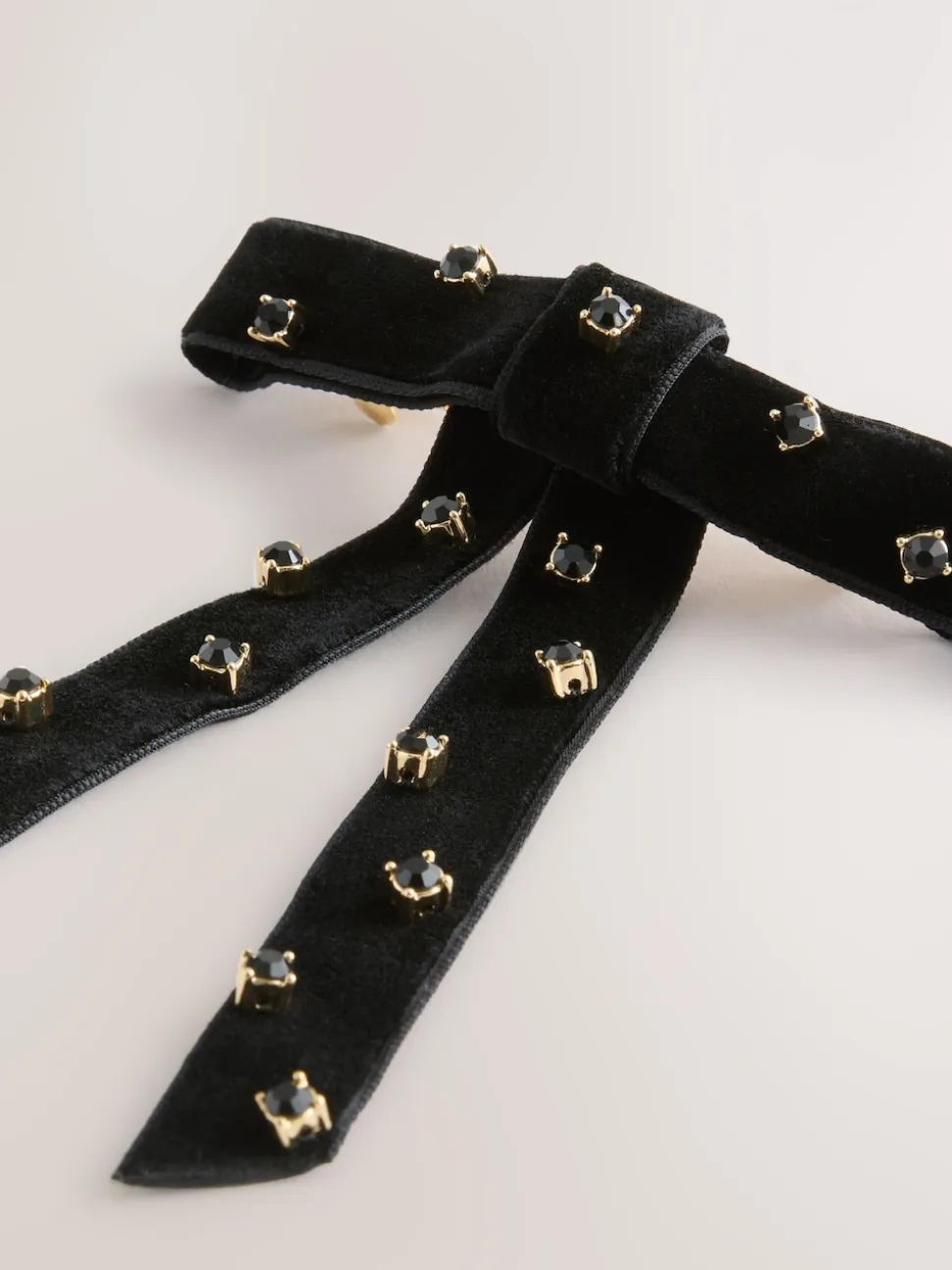 Noir - Barrette à cheveux en velours avec ornements d’un nœud