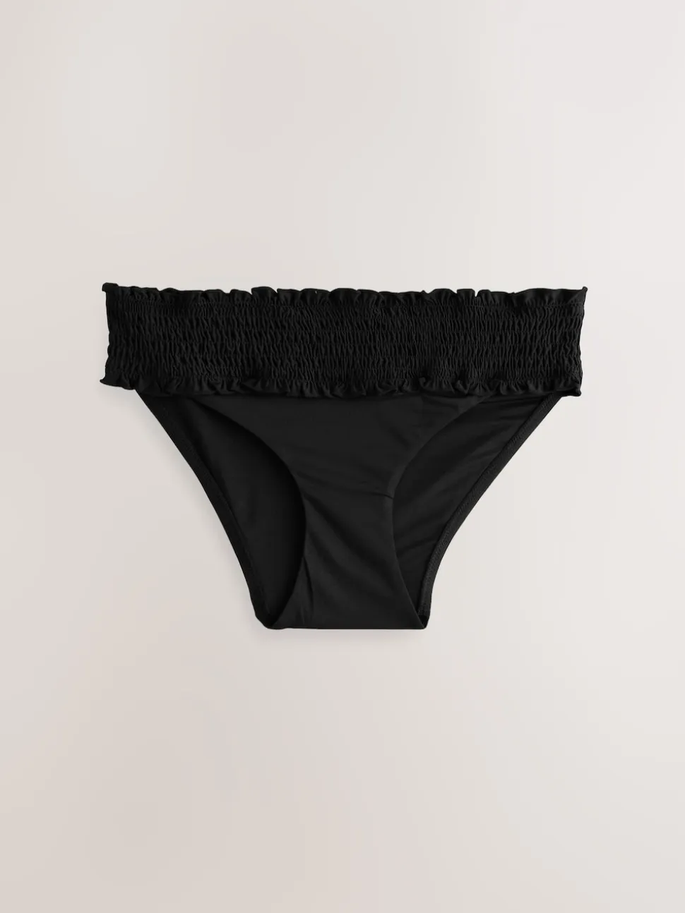 Noir - Bas de bikini froncé à jambes montantes