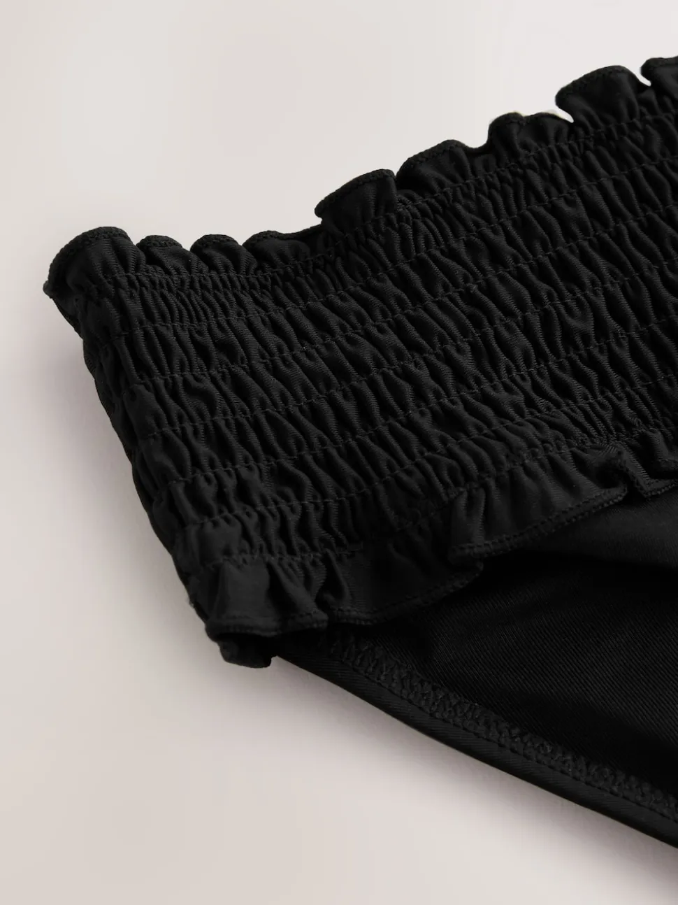 Noir - Bas de bikini froncé à jambes montantes