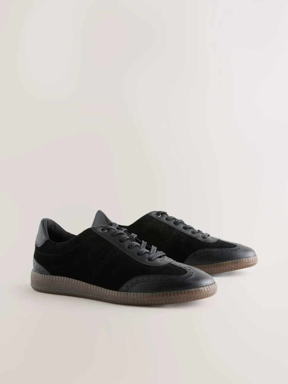 Noir - Baskets Brogue en cuir à lacets