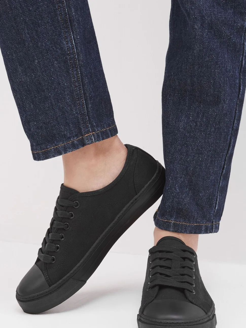 Noir - Baskets en toile style baseball