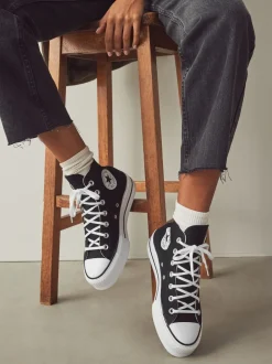 Noir - Baskets montante Converse pâle à plateformes élévatrices