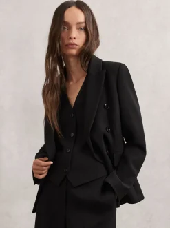 Noir - Blazer de costume Reiss Gabi à double boutonnage